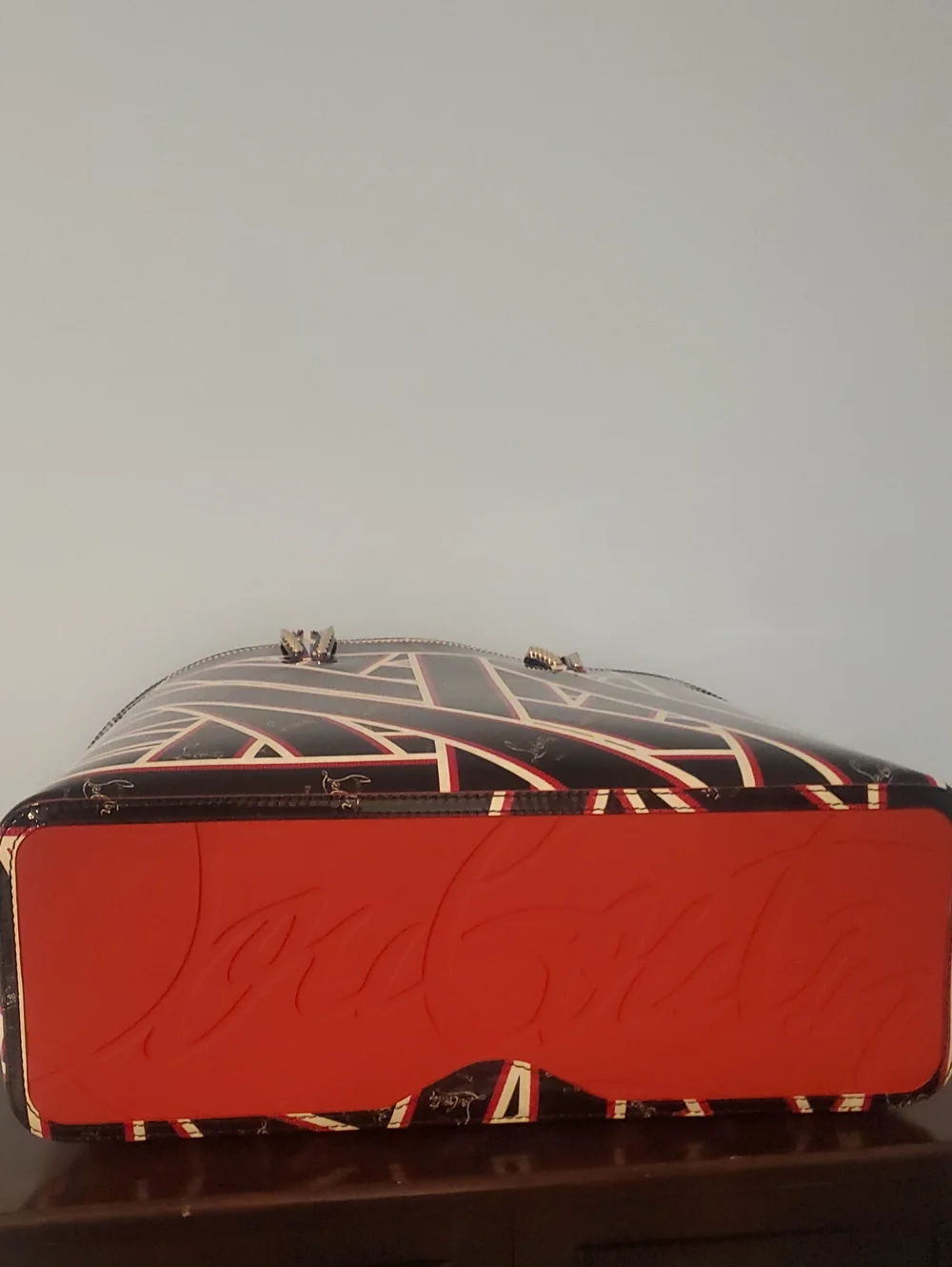 Christian Louboutin Black, Red & Cream Geometric Patent Tote